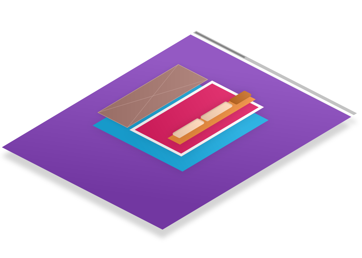 3D
colorized exploded diagram of browser compontents