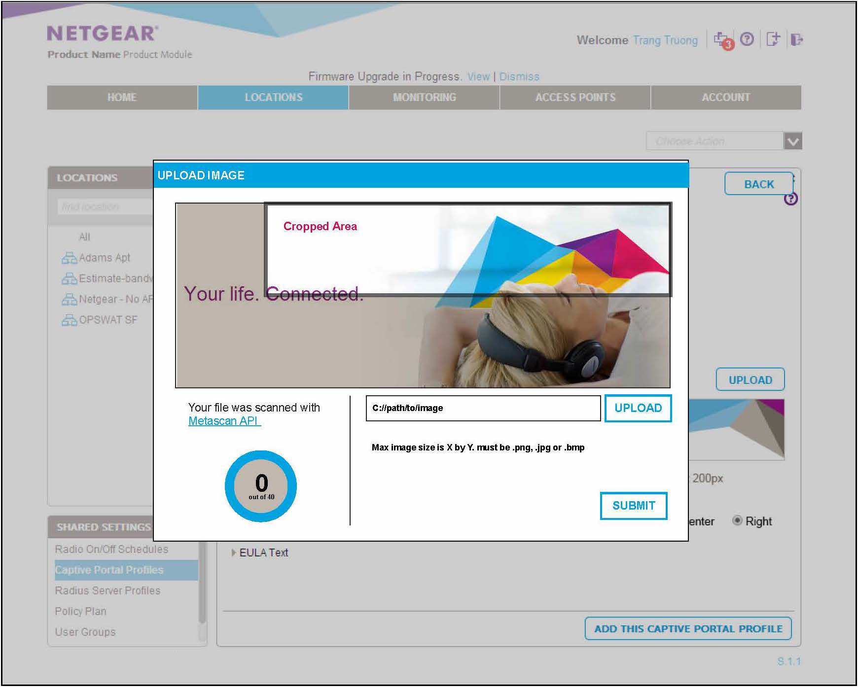 Image uploader used in the captive portal customizer